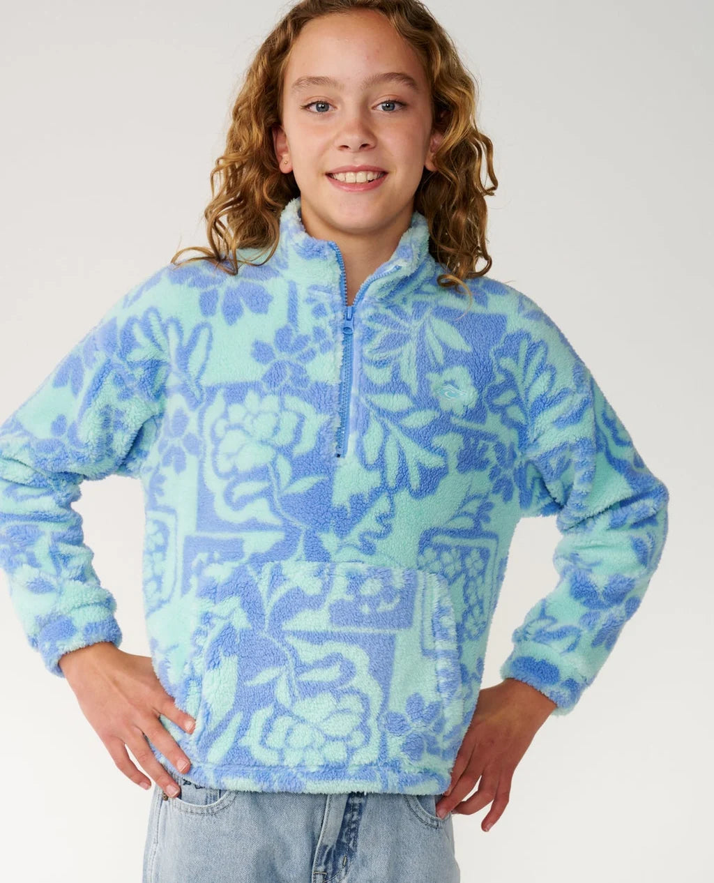 Rip Curl Girls Pacific Dreams Quarter Zip Fleece - Ocean
