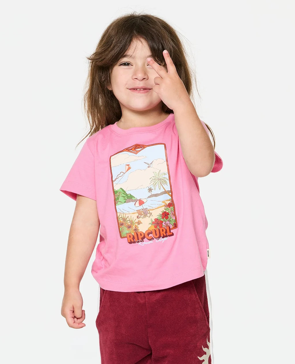 Rip Curl Girls Surf Vista Tee - Bright Pink