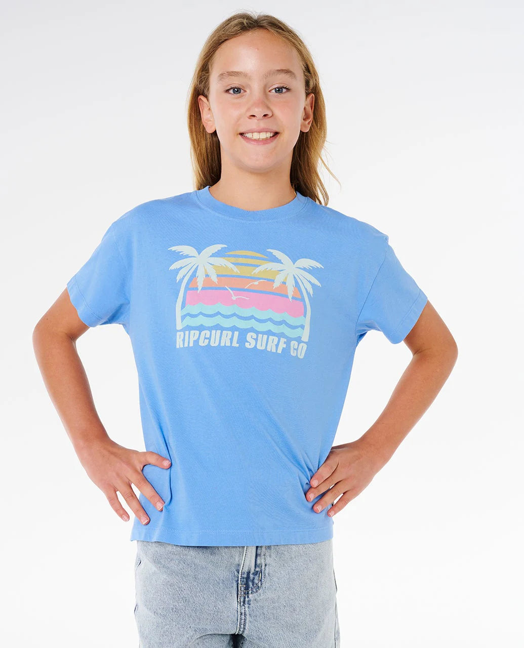 Rip Curl Girls Malibu Relaxed Tee - Cornflower Blue