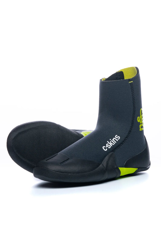 C-Skins Legend 3.5mm Junior Zip Round Toe Boots - Graphite / Flash Green / Black