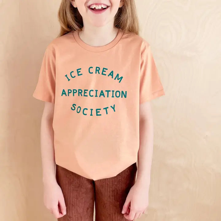 Ice Cream Appreciation Society Kids T Shirt - Peach