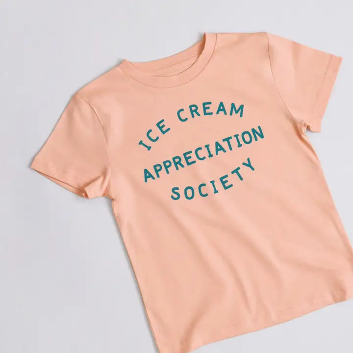 Ice Cream Appreciation Society Kids T Shirt - Peach