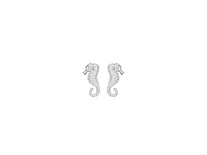 Harbour Silver Novelty Detailed Seahorse Studs