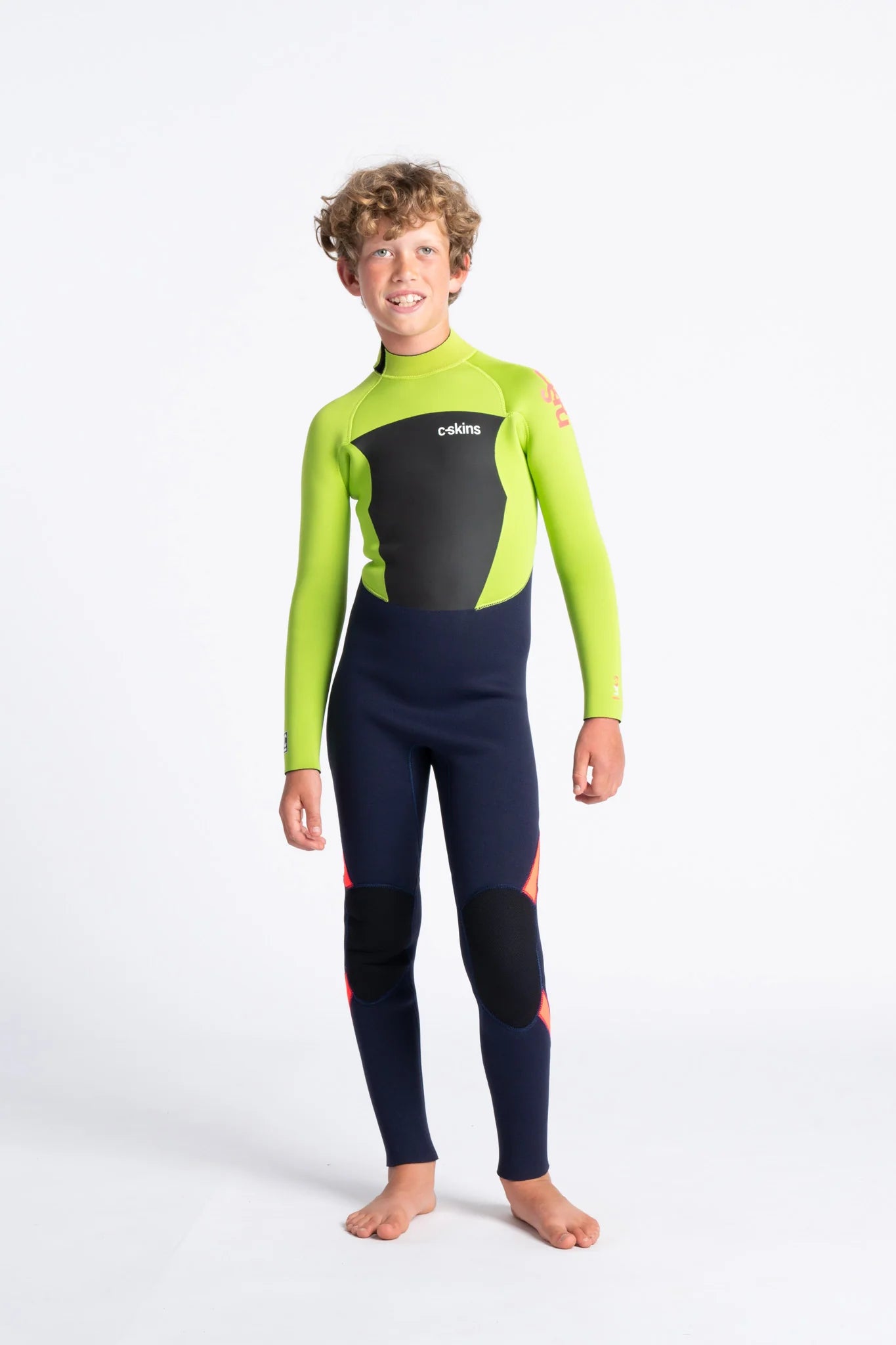 C-Skins Legend 4:3 Junior GBS BZ Steamer - Ink Blue / Lime / Flo Red