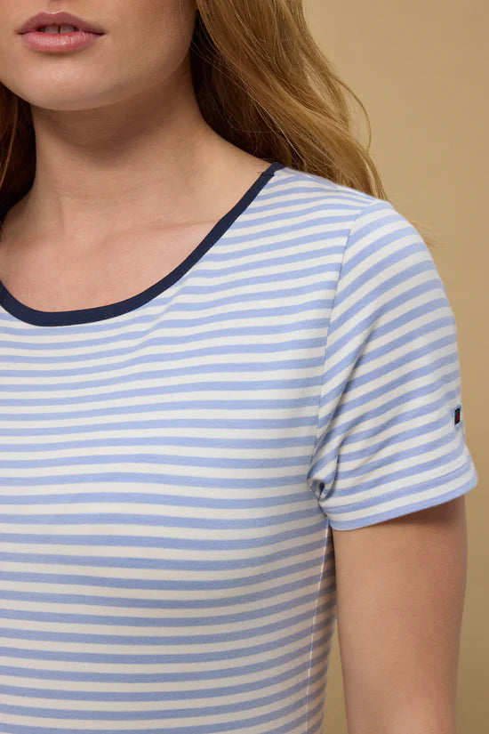 Red Green Cecilie Tee - Sky Blue Stripe
