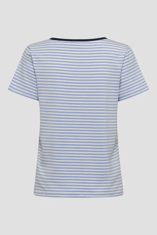Red Green Cecilie Tee - Sky Blue Stripe