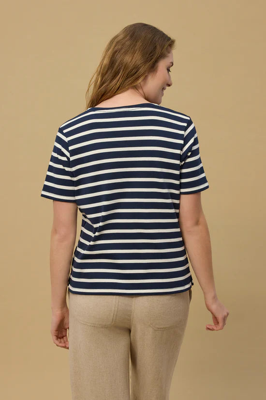 Red Green Cemille T-Shirt - Navy Stripe
