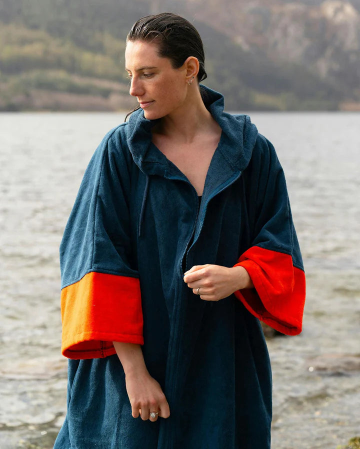 Dryrobe Full-Zip Organic Towel Robe - Deep Sea Blue
