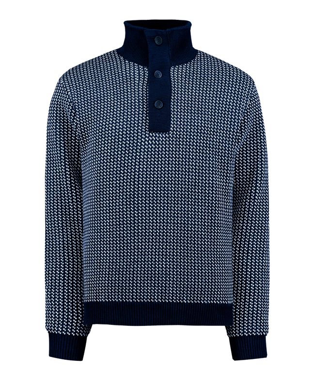 Holebrook Ingvar T-Neck Windproof - Navy/Off White Jacquard