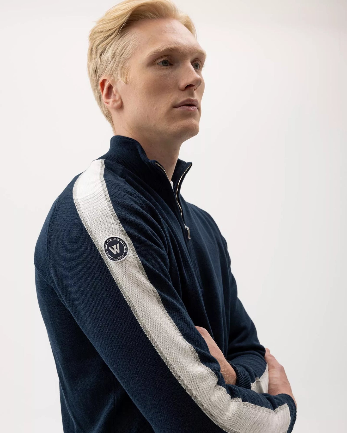 Holebrook Ludvig T-neck Windproof - Navy/Off White