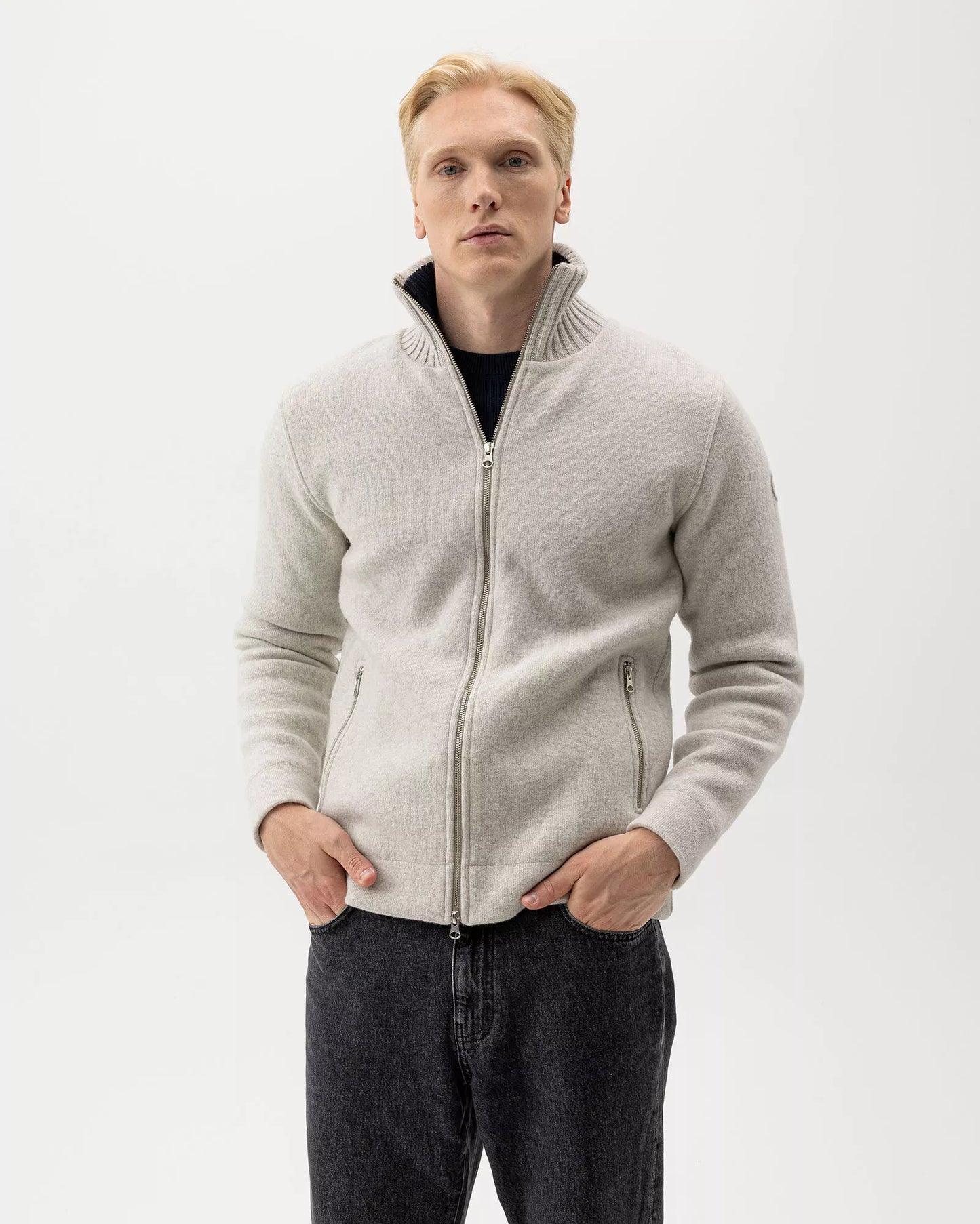 Holebrook Mans Zip Windproof - Light Grey Melange