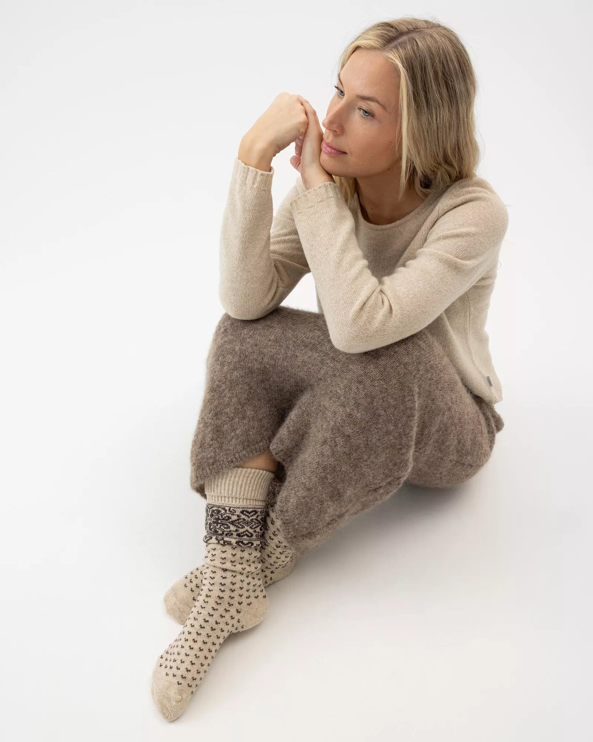Holebrook Sundborn Socks - Oyster/Brown