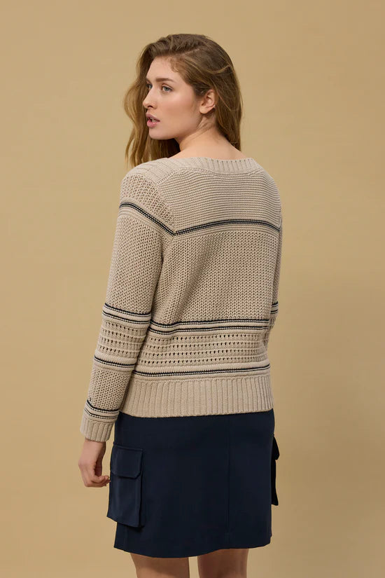 Red Green Kamma Knit - Sand Stripe