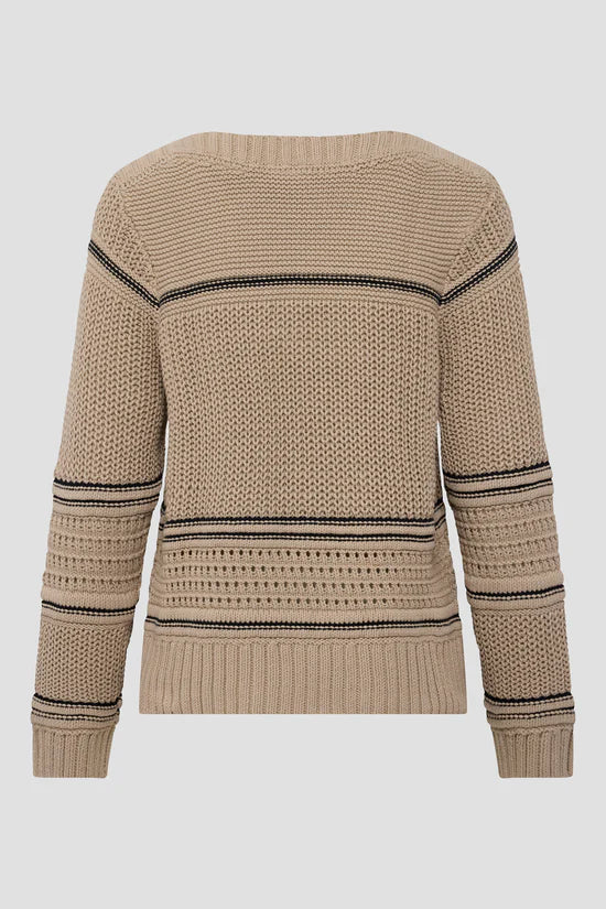 Red Green Kamma Knit - Sand Stripe