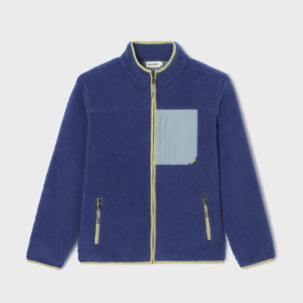 Billy Belt Unisex Sherpa Jacket with Zip - Blue