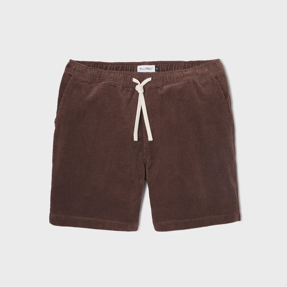 Billy Belt Velvet Cord Shorts - Brown