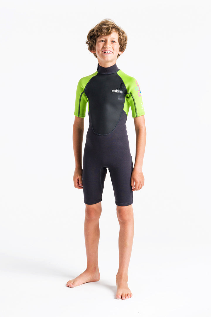 C-Skins Element 3:2 Junior Unisex Shorti - Anthracite/Lime/Multi