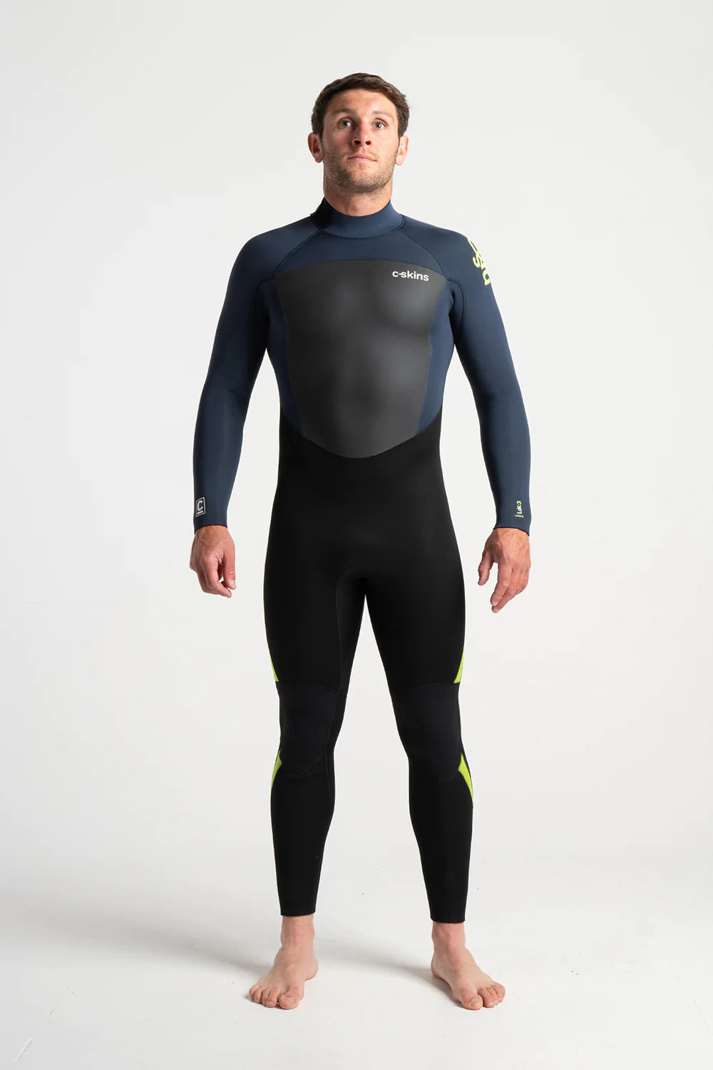 C-Skins Legend 4:3 Mens GBS Back Zip Steamer - Black / Bluestone / Lime