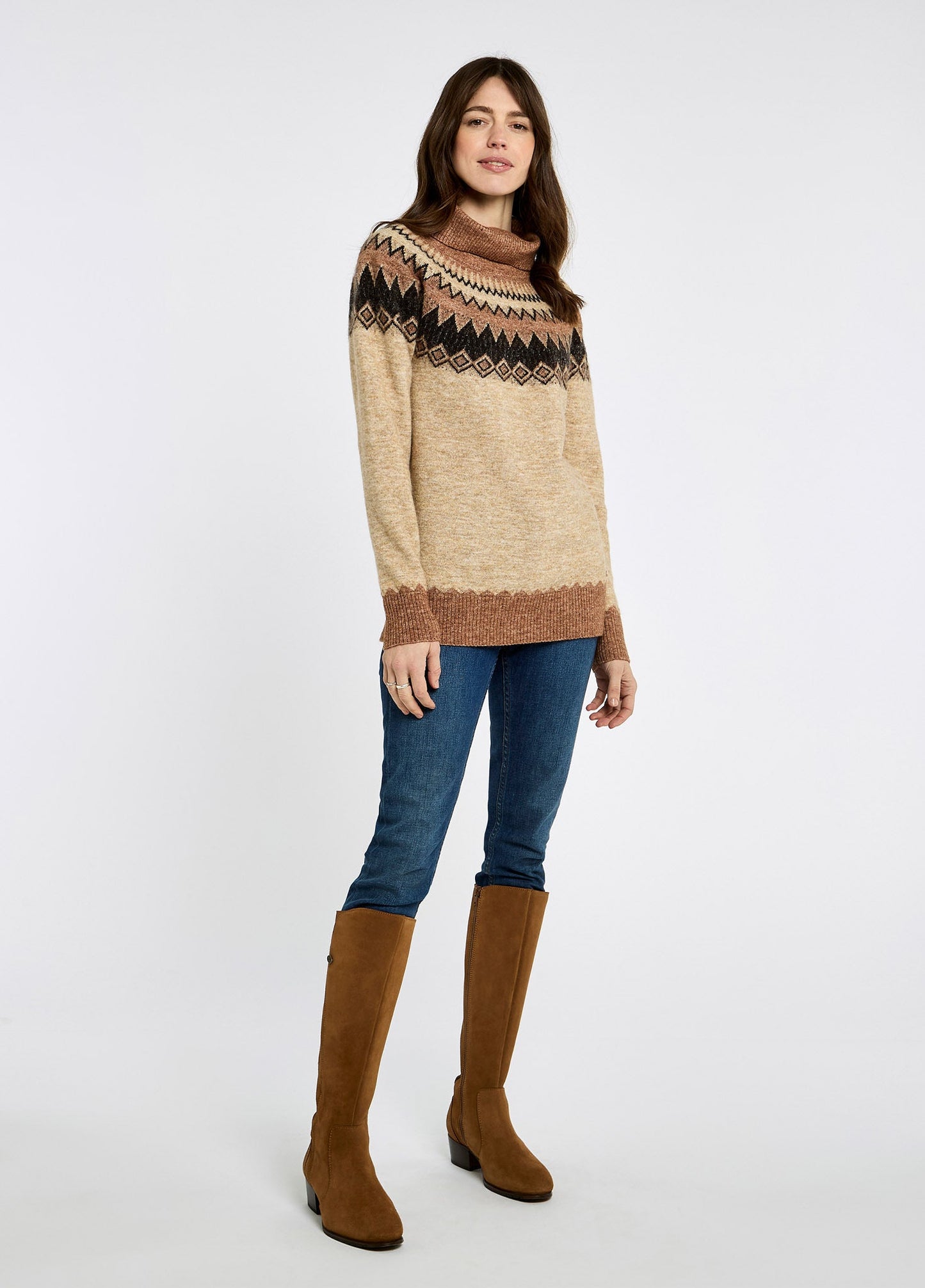Dubarry Devlin Womens Fair Isle Pattern Jumper - Oat Multi