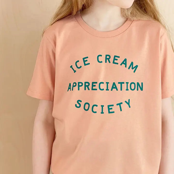 Ice Cream Appreciation Society Kids T Shirt - Peach