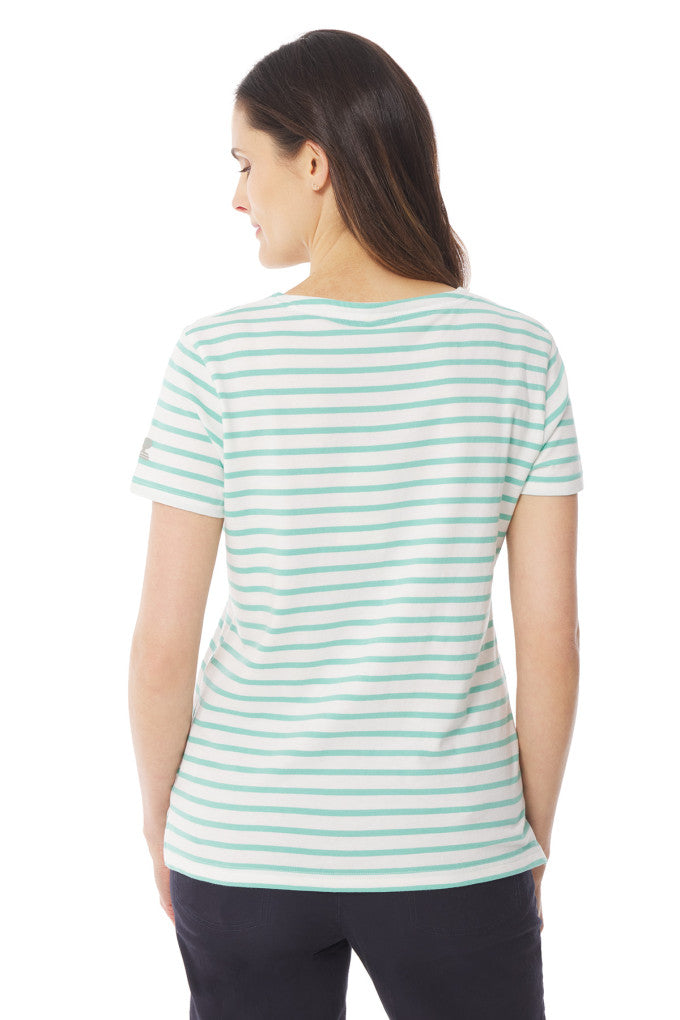 Mousqueton Kaelia Short Sleeved Striped T-Shirt - Ecru/Aquatic