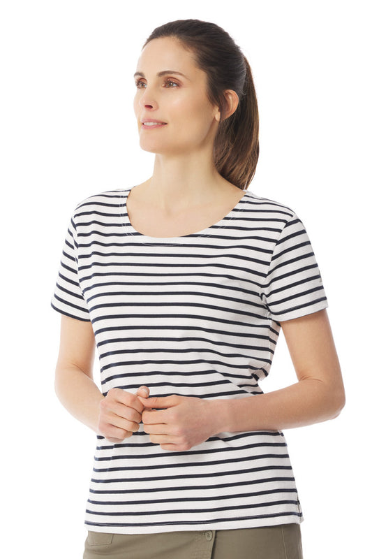 Mousqueton Kaelia Short Sleeved Striped T-Shirt - Ecru/Marine