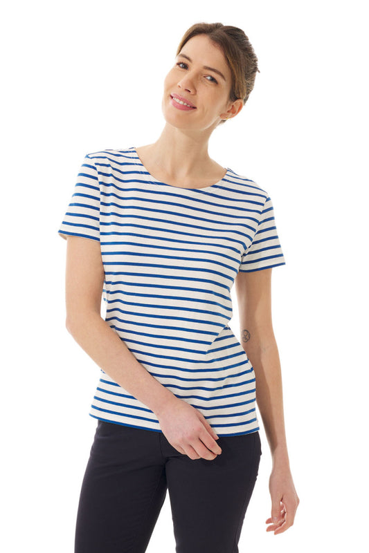 Mousqueton Kaelia Short Sleeved Striped T-Shirt - Ecru/Royal