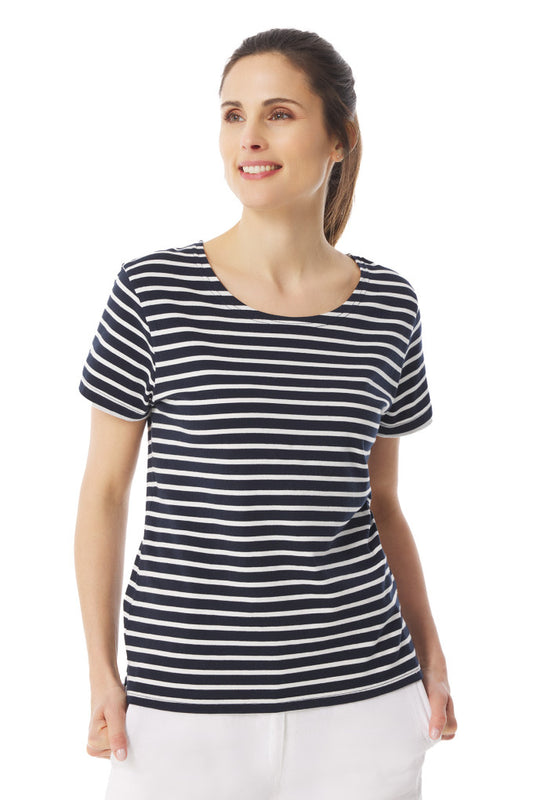 Mousqueton Kaelia Short Sleeved Striped T-Shirt - Marine/Ecru
