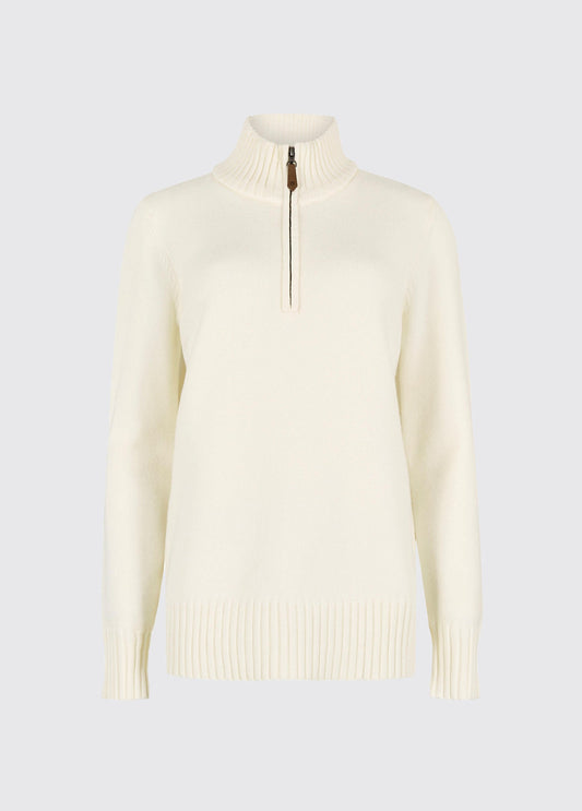 Dubarry Markham Women's Zip Neck Sweater - Chalk