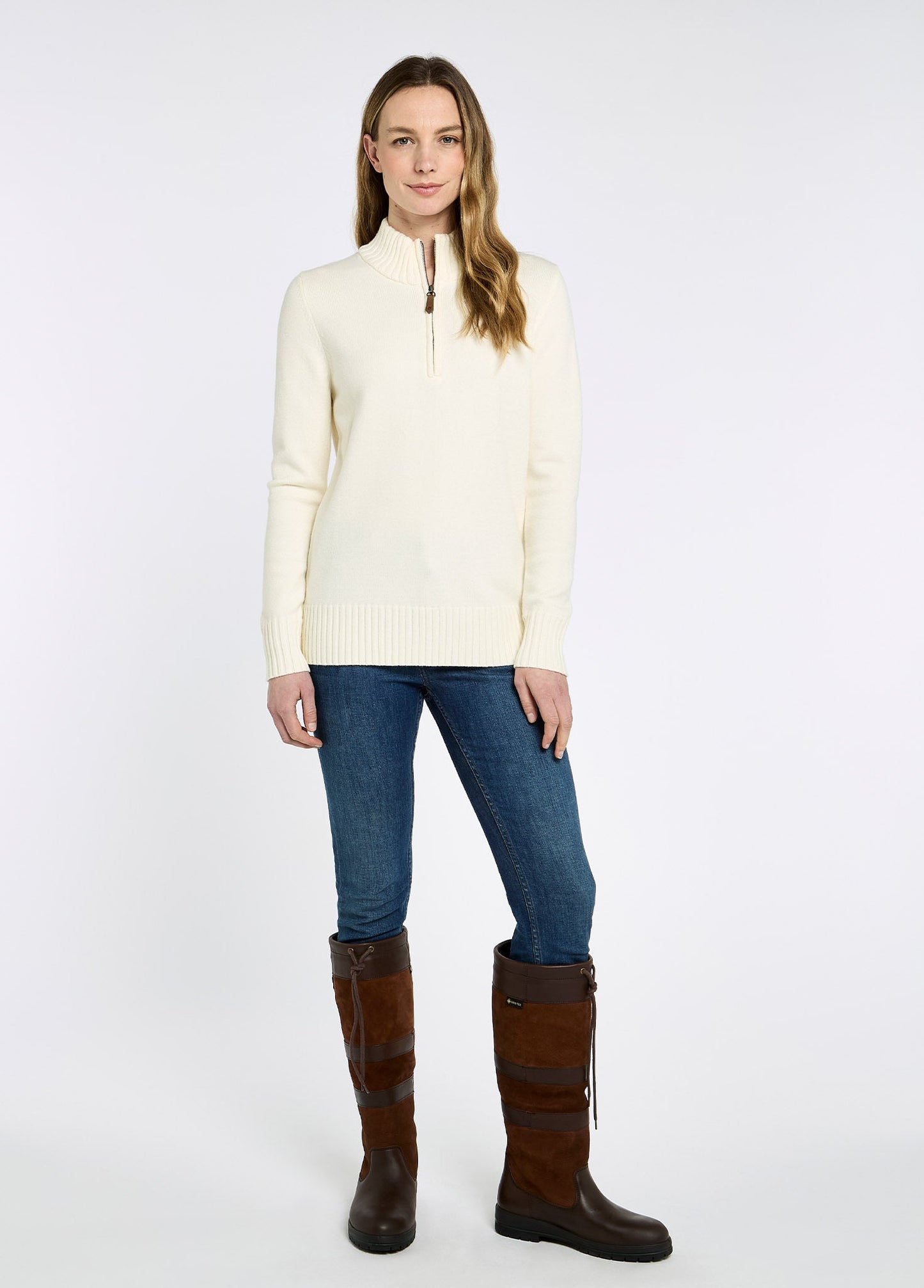 Dubarry Markham Women's Zip Neck Sweater - Chalk