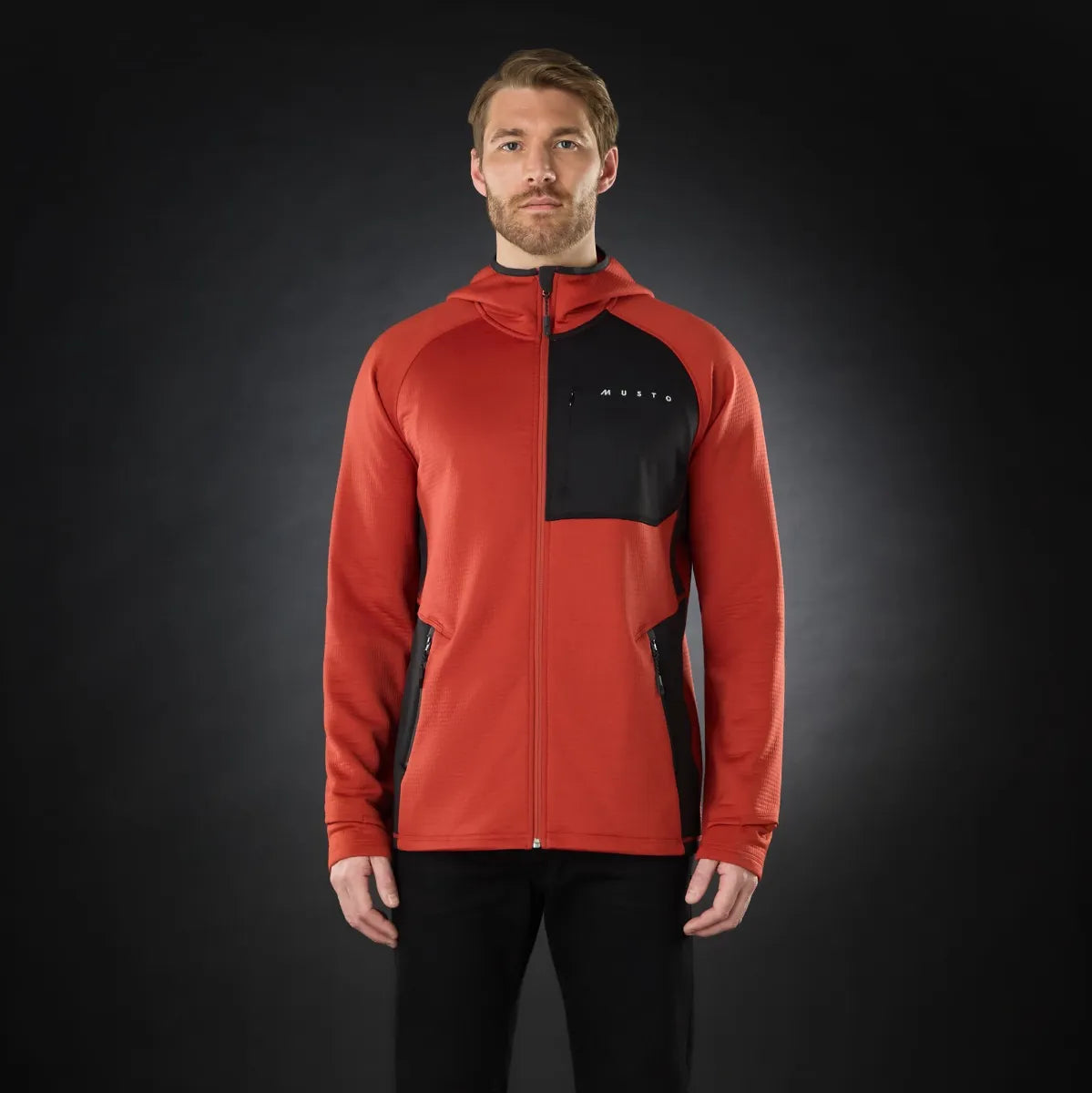 Musto Mens Evo Therm Hooded Tech Fleece Jacket - Rust