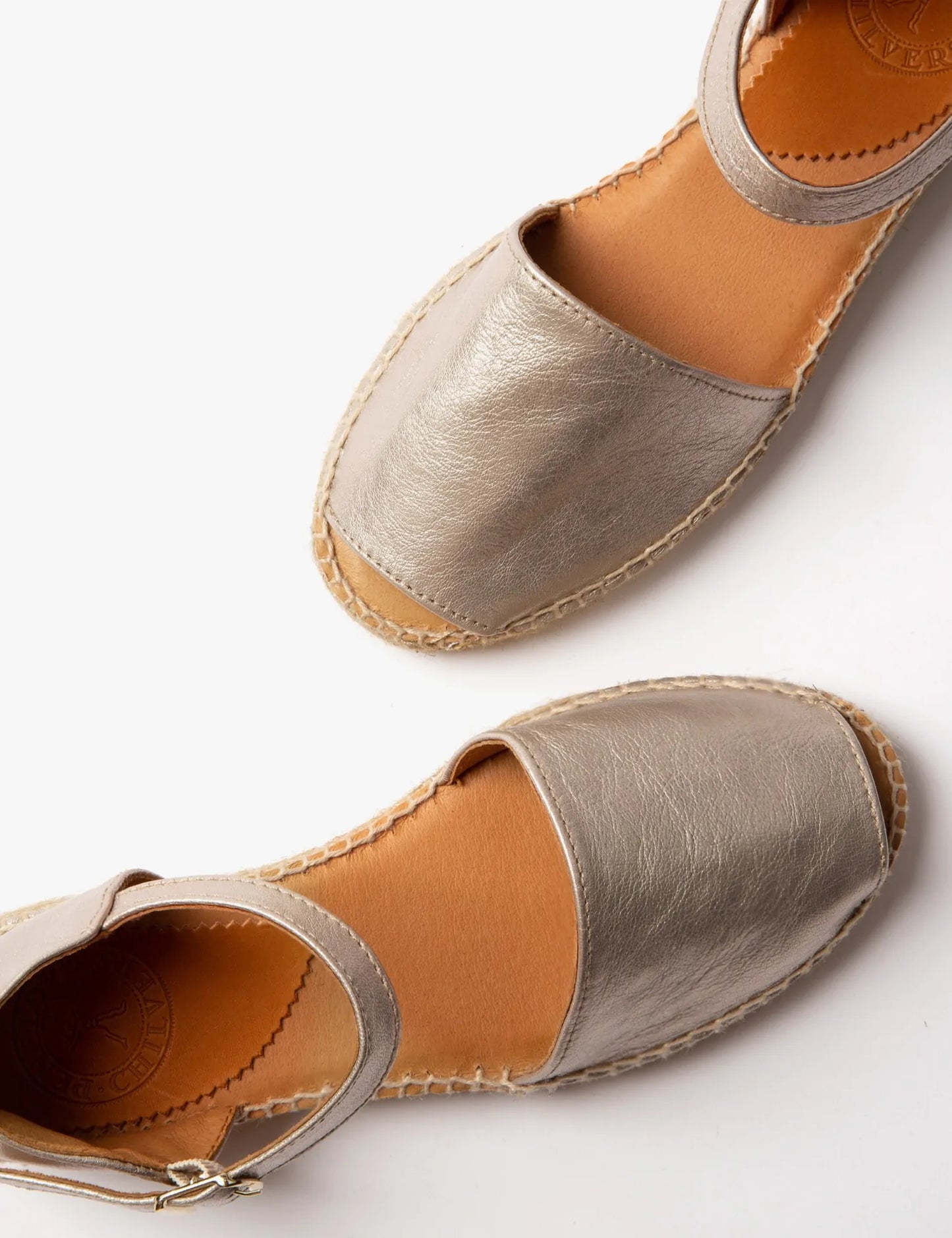 Penelope Chilvers Montserrat Metallic Leather Espadrille - Pewter