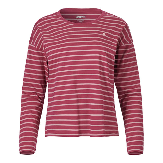 Musto Womens Original Long Sleeve Stripe Tee - Oyster Pink