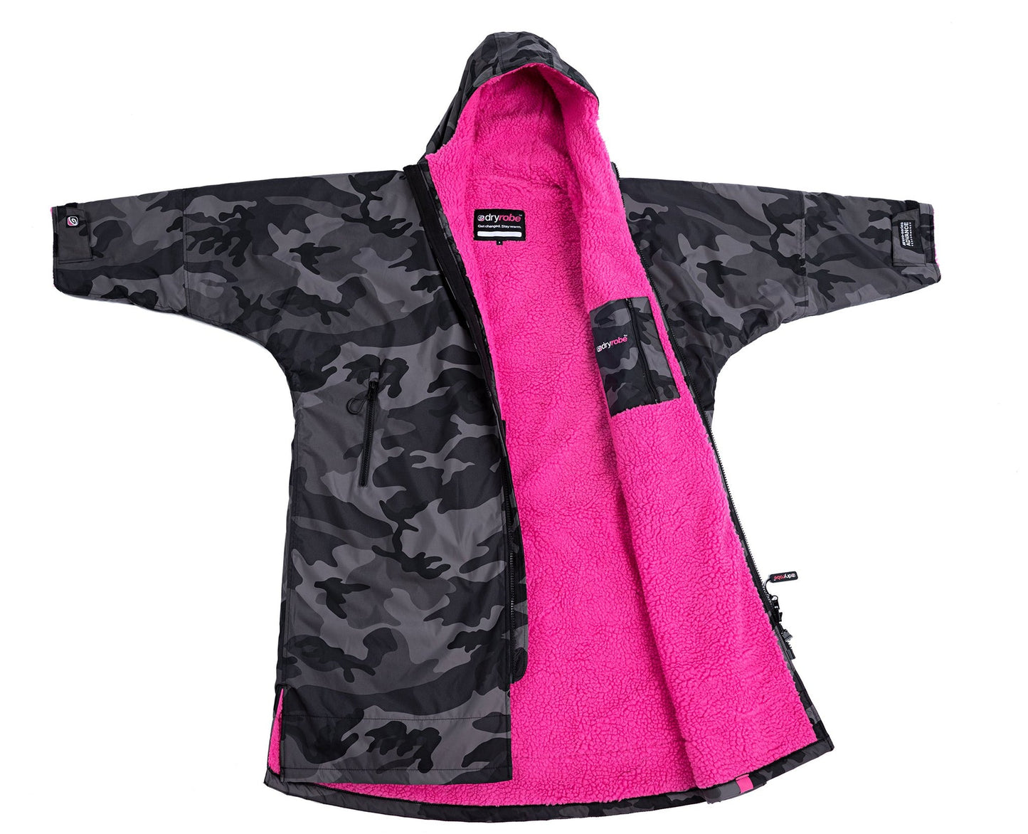 Dryrobe Advance Long Sleeve - Black Camo/Pink