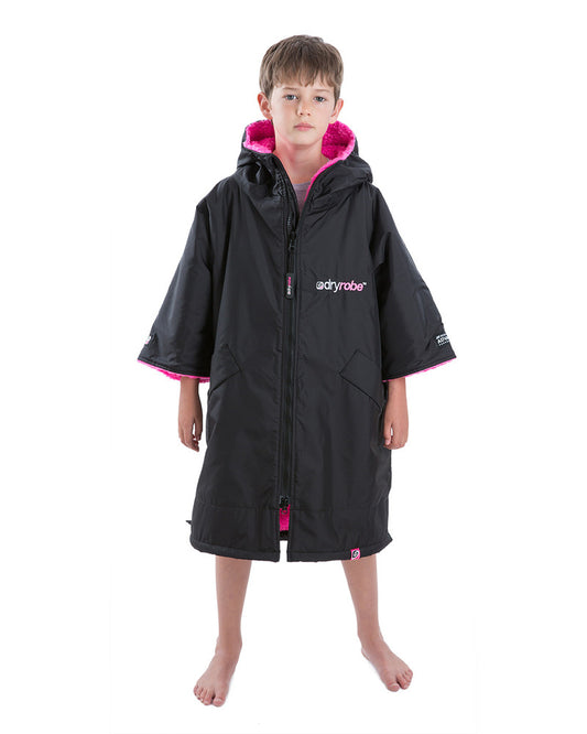 Dryrobe Advance Kids Short Sleeve - Black/Pink