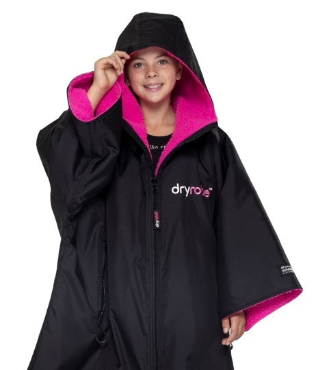 Dryrobe Advance Kids Short Sleeve - Black/Pink