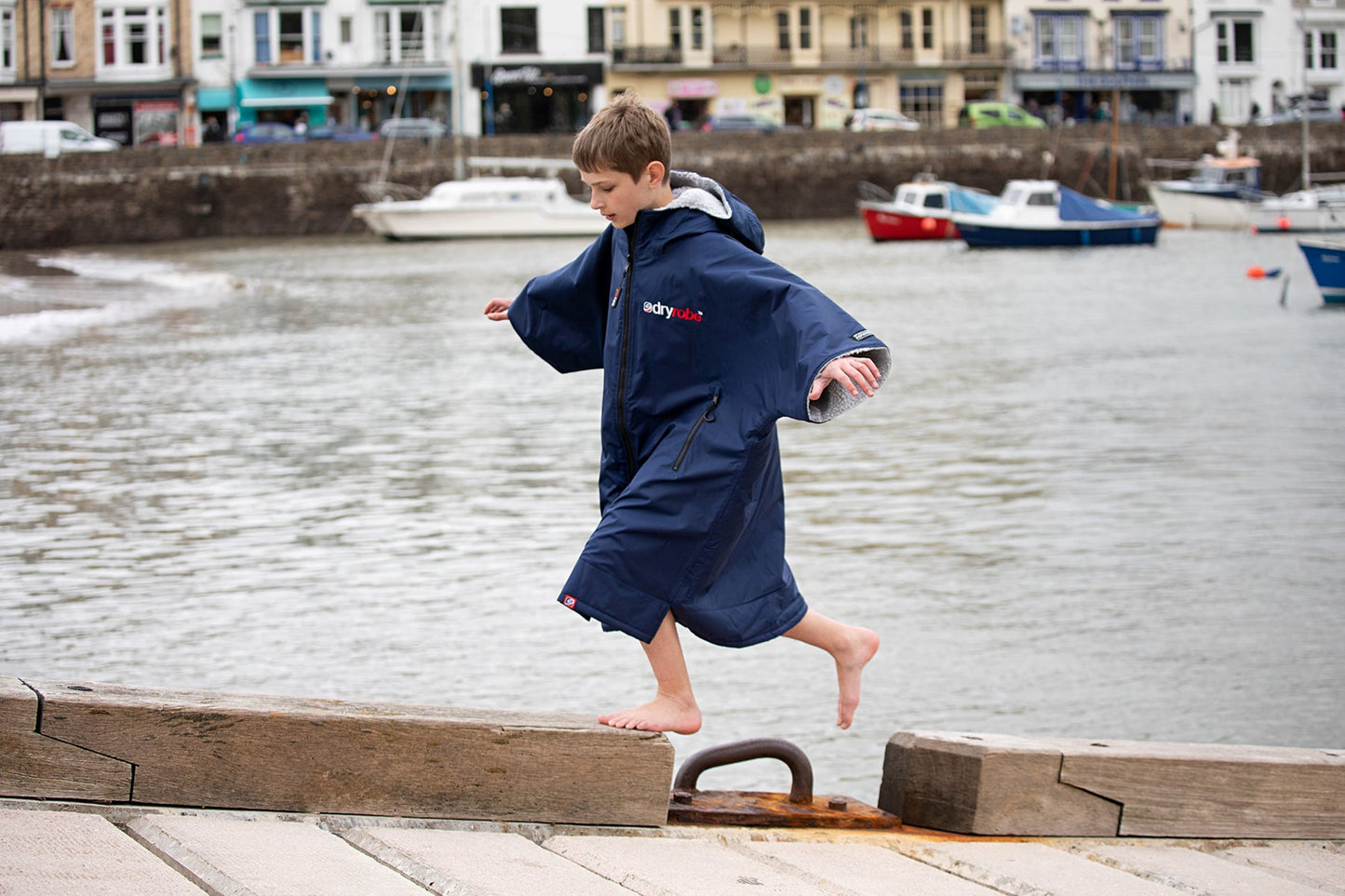 Dryrobe Advance Kids Short Sleeve - Navy/Grey