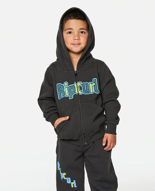 Rip Curl Boys Paddle Out Zip Through Fleece - Washed Black