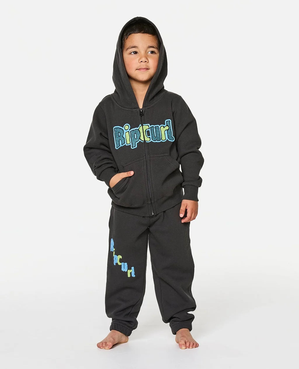 Rip Curl Boys Paddle Out Zip Through Fleece - Washed Black