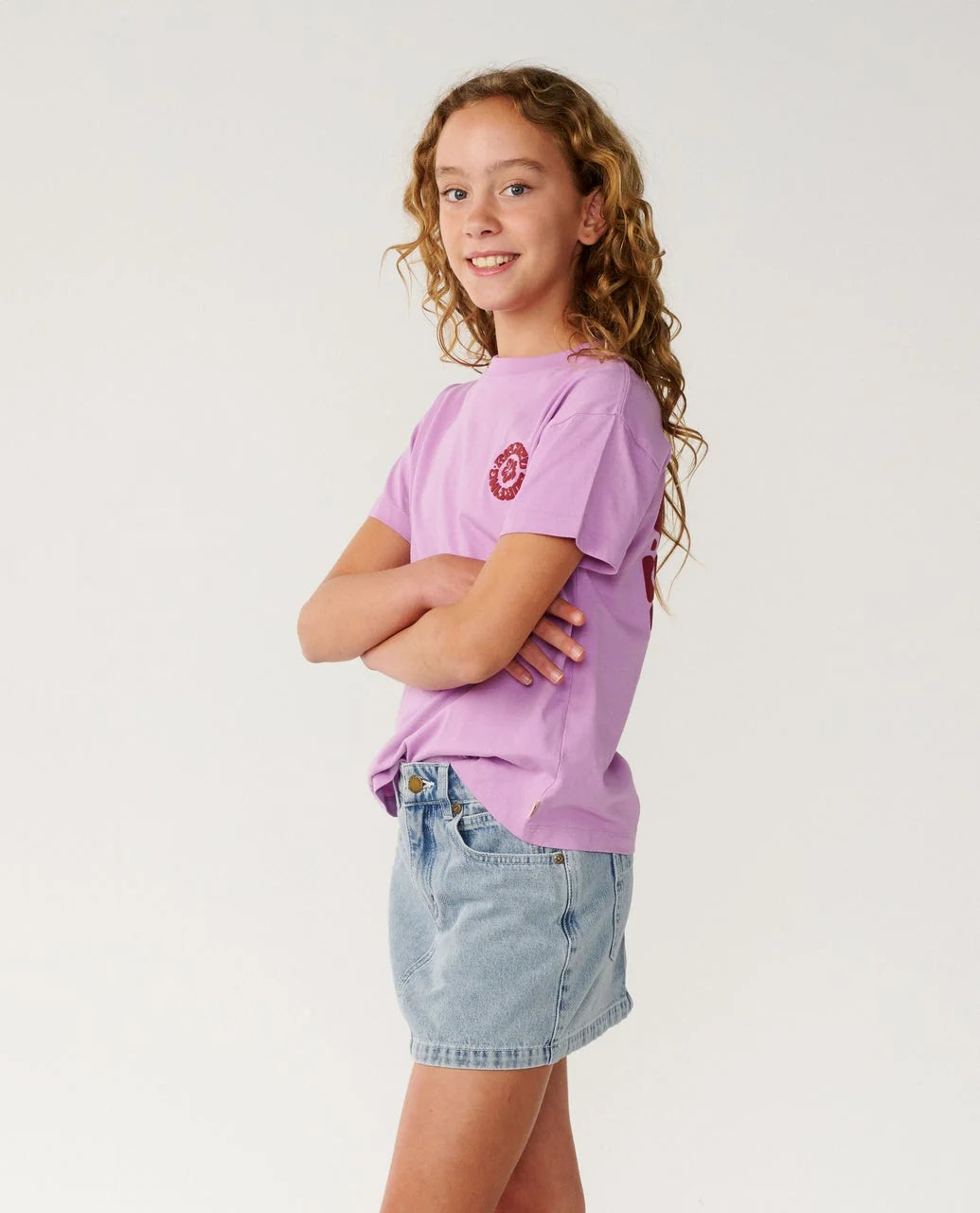Rip Curl Girls Surf Puff Relaxed Tee - Bright Lilac