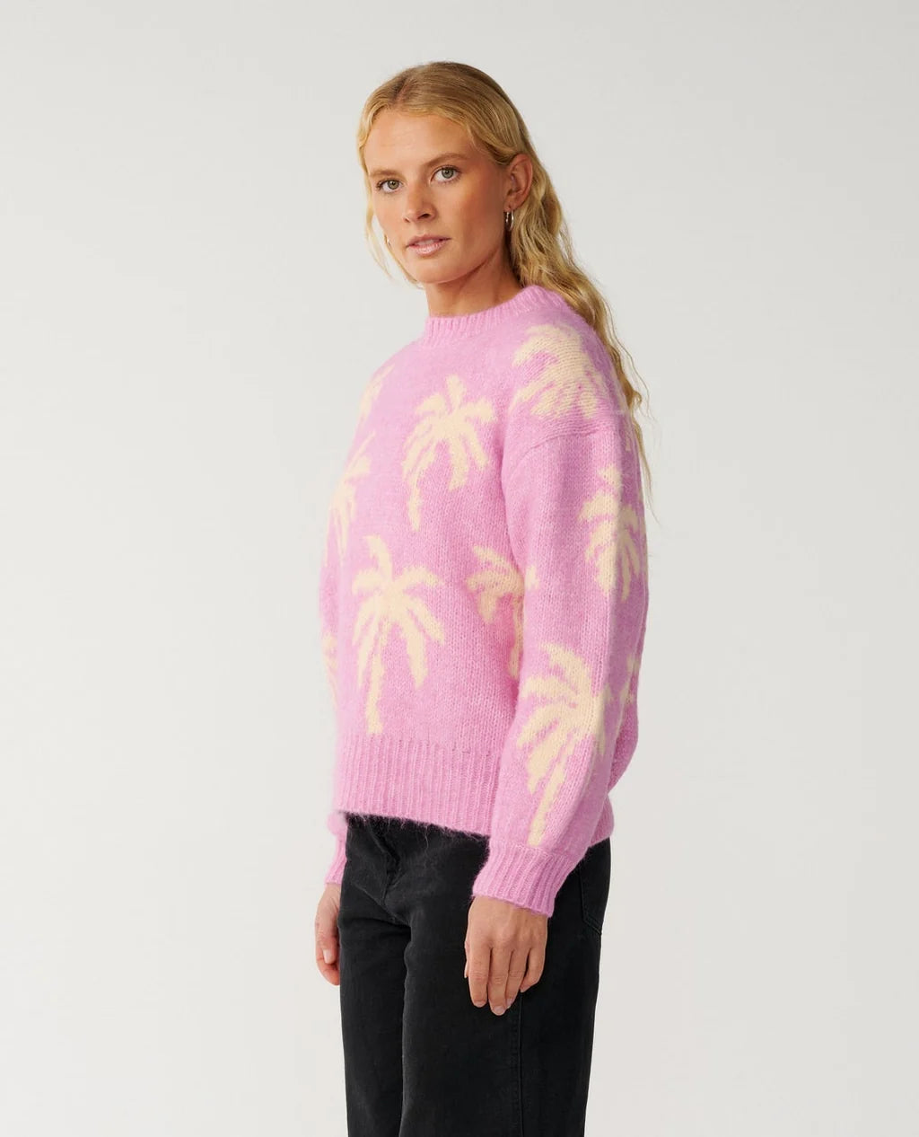 Rip Curl Retro Swell Palm Jacquard Crew - Lilac