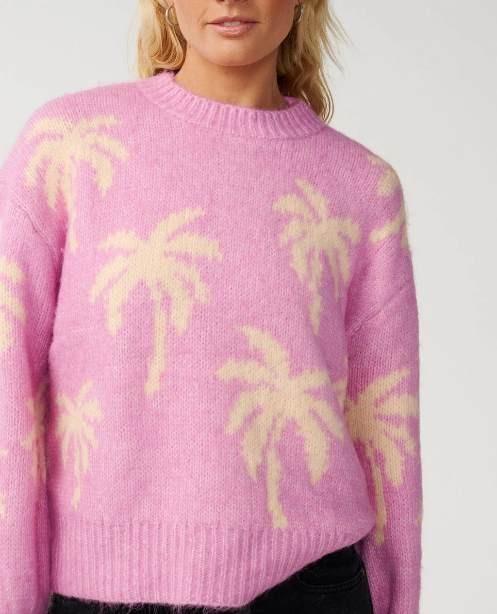Rip Curl Retro Swell Palm Jacquard Crew - Lilac