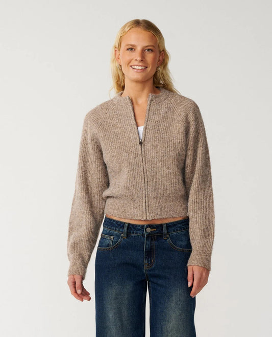 Rip Curl Venture Zip Through Cardigan - Mocha
