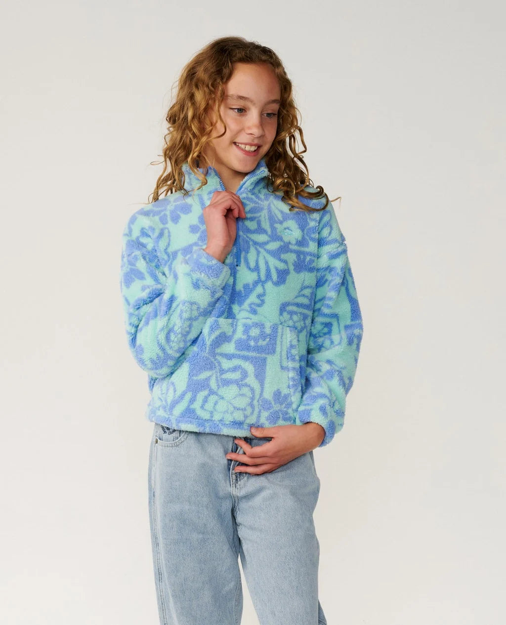 Rip Curl Girls Pacific Dreams Quarter Zip Fleece - Ocean