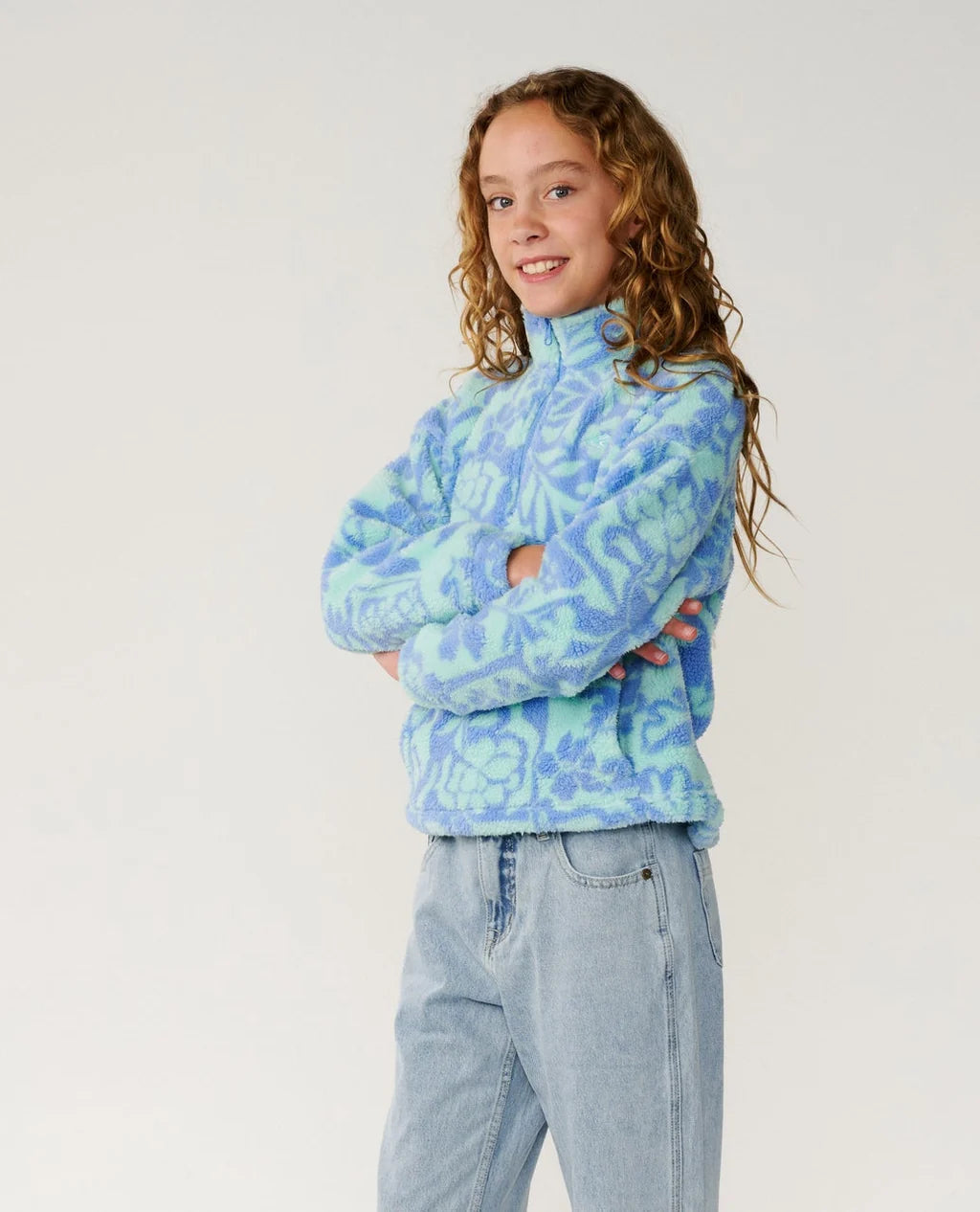 Rip Curl Girls Pacific Dreams Quarter Zip Fleece - Ocean