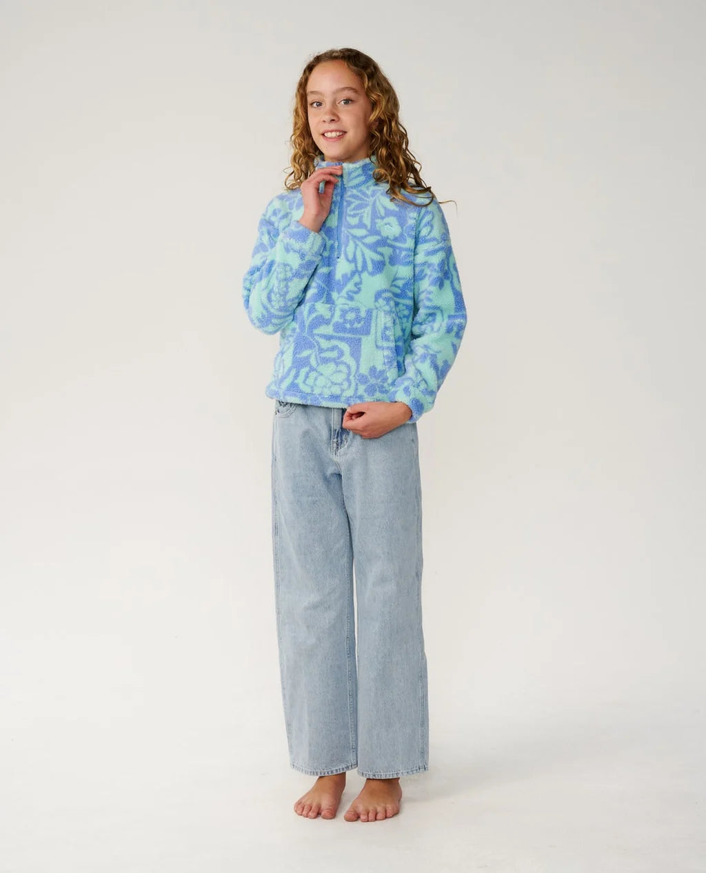 Rip Curl Girls Pacific Dreams Quarter Zip Fleece - Ocean