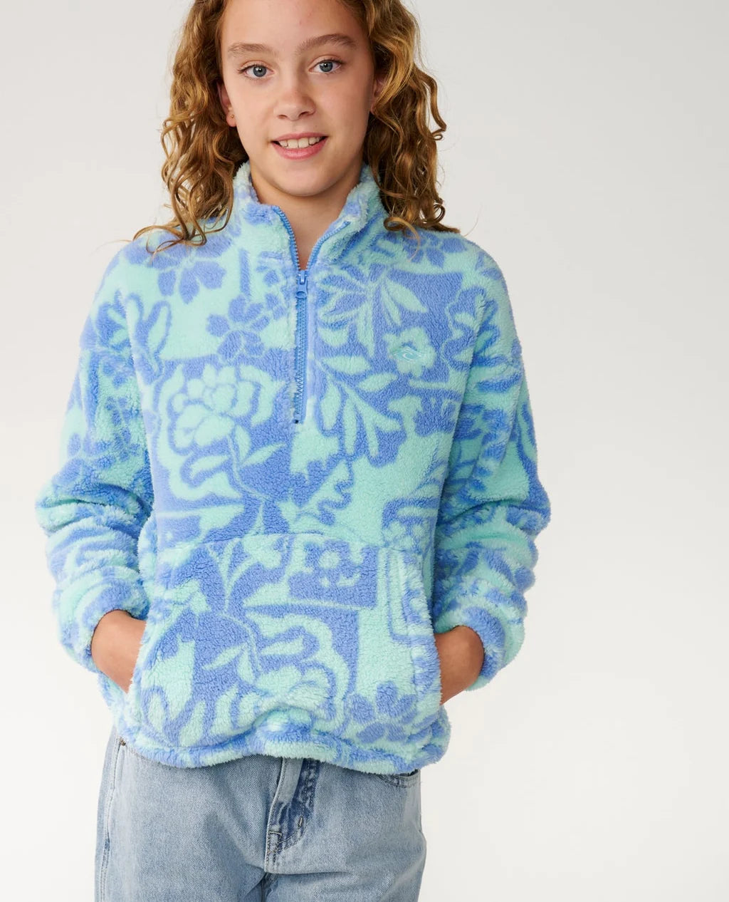Rip Curl Girls Pacific Dreams Quarter Zip Fleece - Ocean