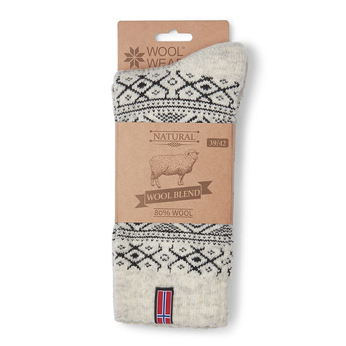 Wool-Wear Norway Flag Wool Socks - Grey Black