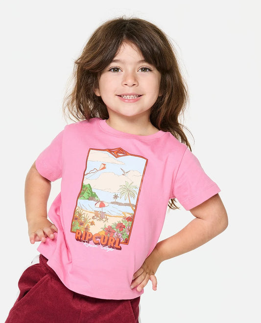 Rip Curl Girls Surf Vista Tee - Bright Pink