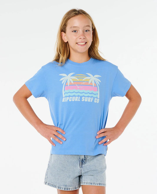 Rip Curl Girls Malibu Relaxed Tee - Cornflower Blue